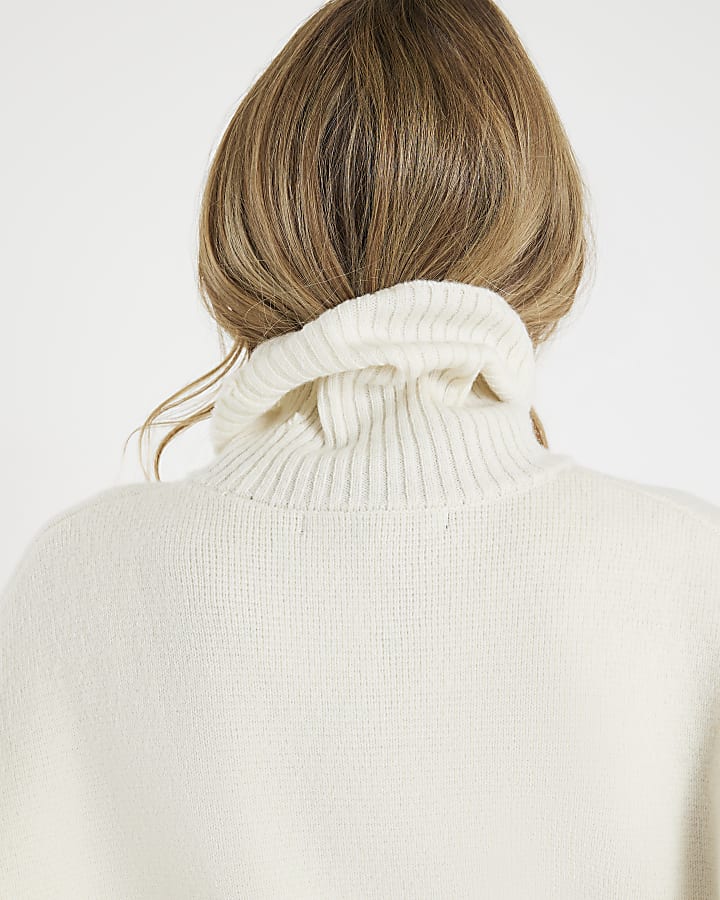 Cream Premium Wool Roll Neck Jumper