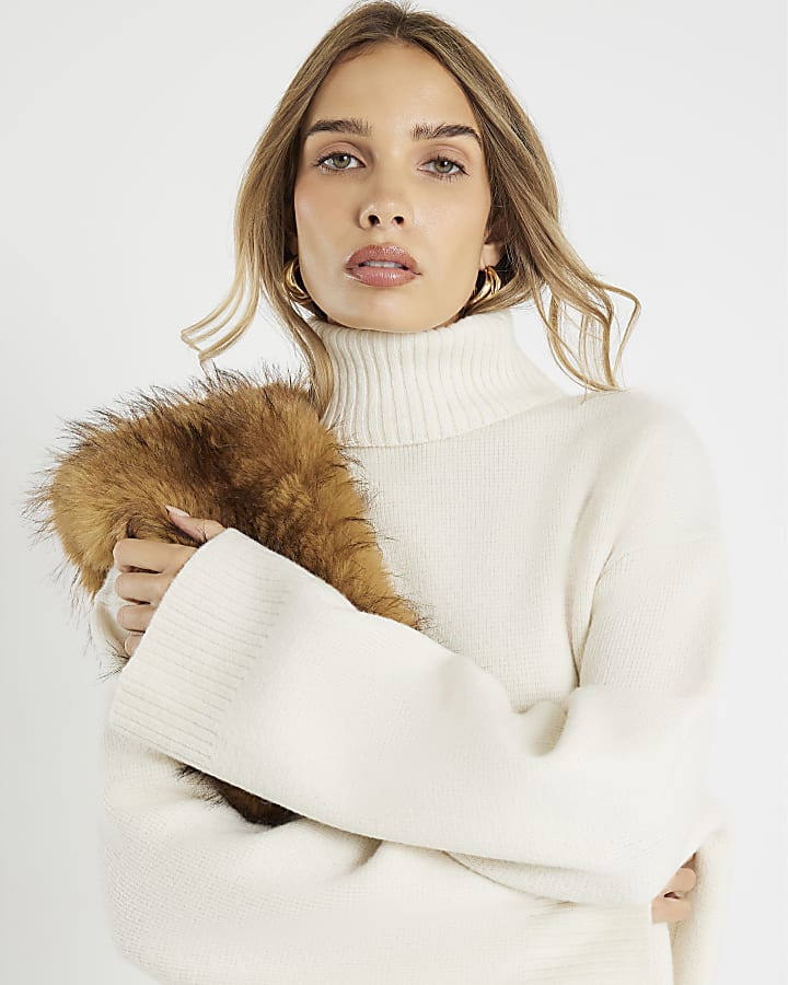 Cream Premium Wool Roll Neck Jumper