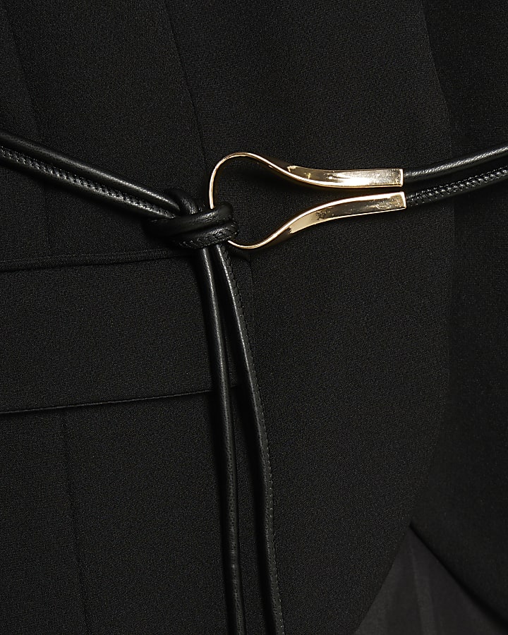 Black Cocoon Sleeve Belted Blazer
