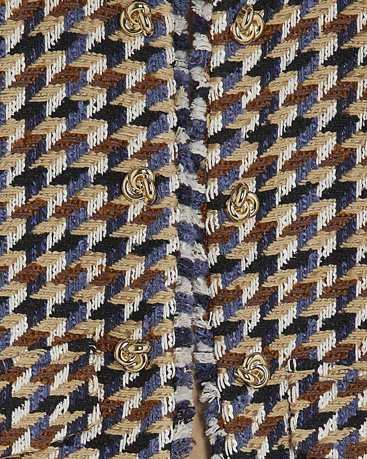 Brown Boucle Check Print Trophy Jacket