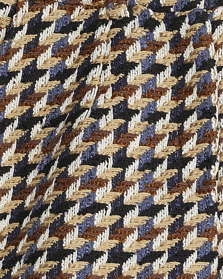 Brown Boucle Check Tailored Shorts