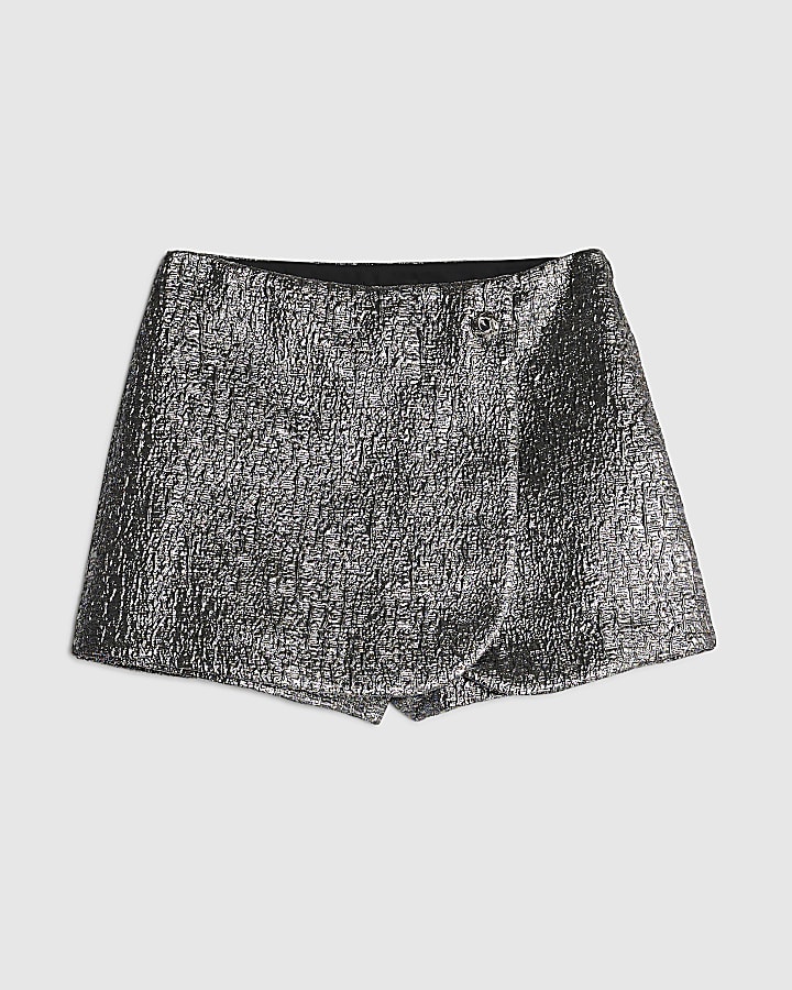 Silver Metallic Jacquard Skort