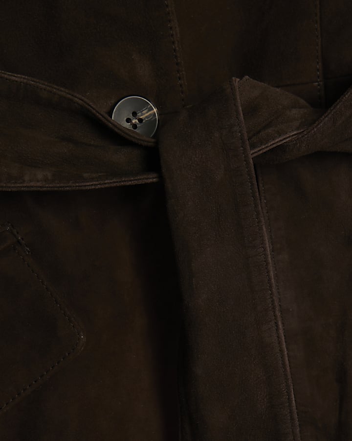 Brown Belted Suede Jacket