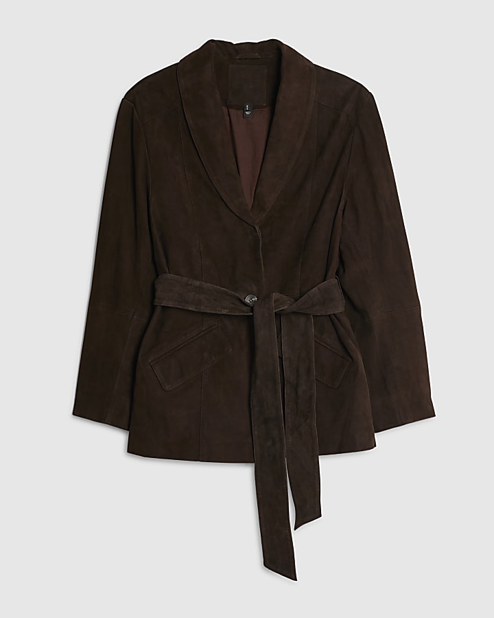 Brown Belted Suede Jacket