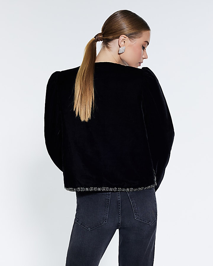 Black Velvet Embellished Jacket