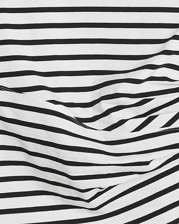Black long sleeve Drape Side Stripe Top