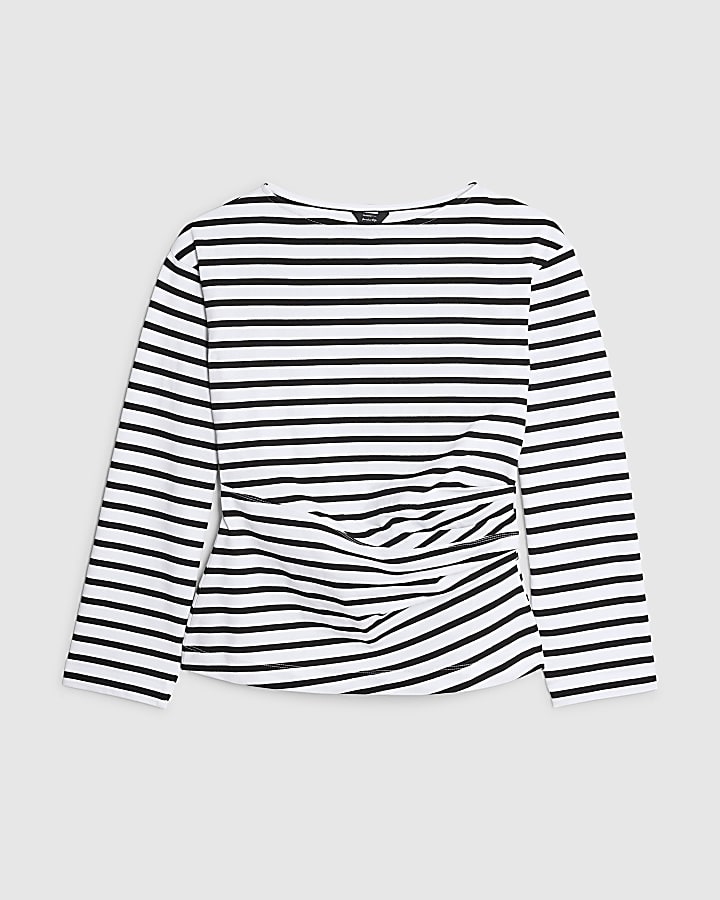 Black long sleeve Drape Side Stripe Top
