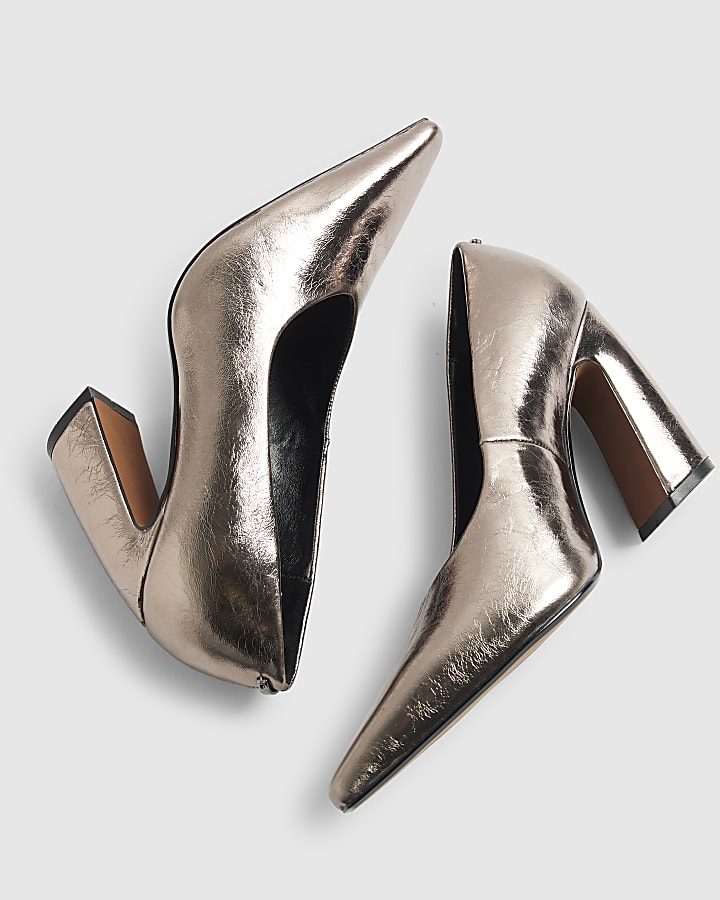 RI Studio Silver Leather Heeled Courts