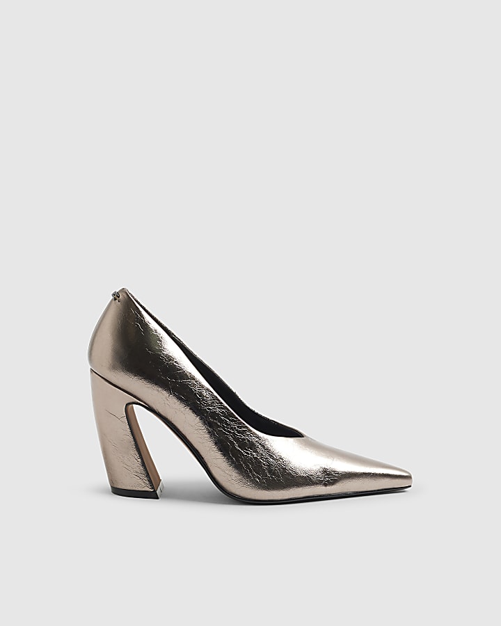 RI Studio Silver Leather Heeled Courts