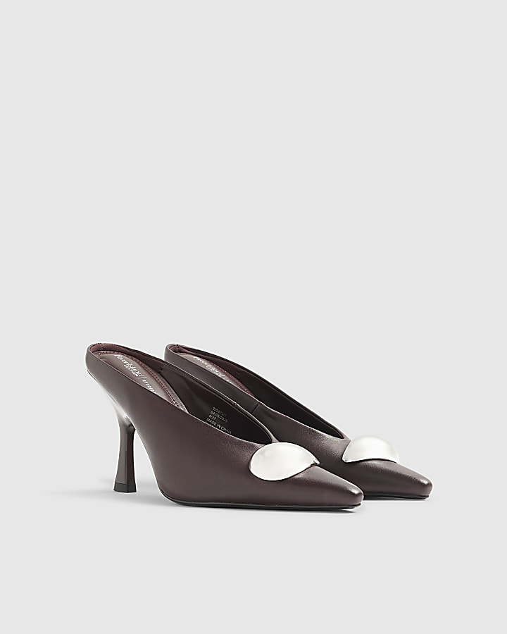 RI Studio Red Leather Heeled Mules