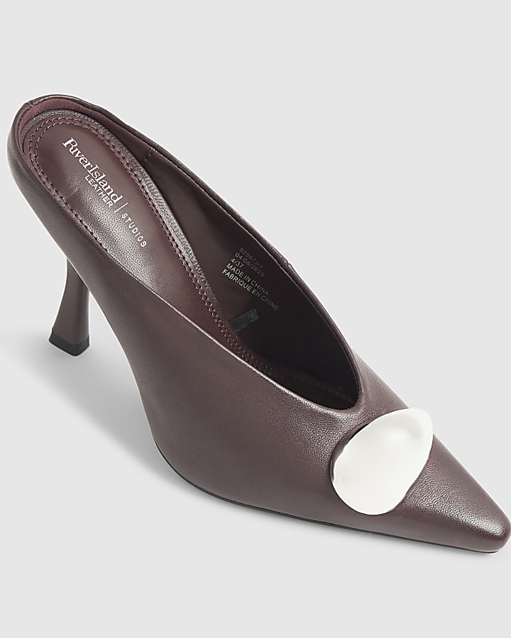 RI Studio Red Leather Heeled Mules