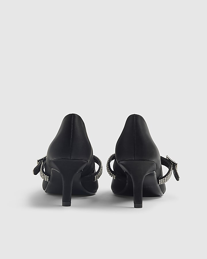 Black Diamante Strap Full Court Heels