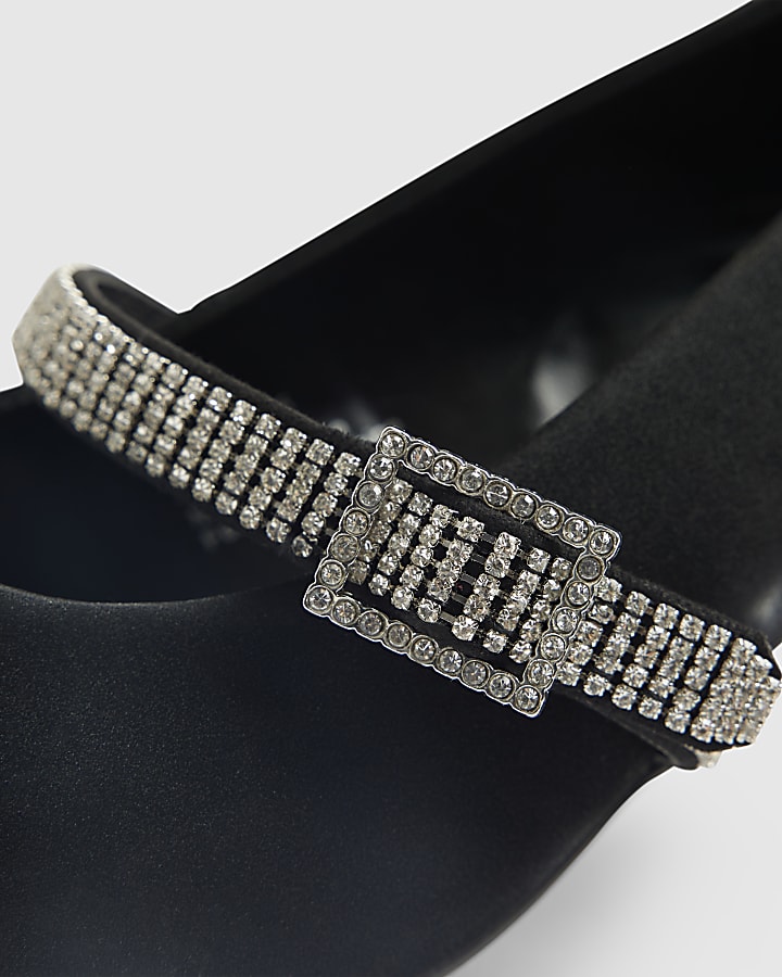 Black Diamante Strap Full Court Heels