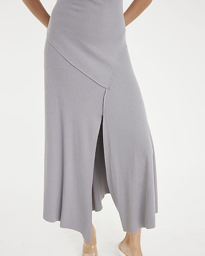 Grey Strappy Cami Midi Dress