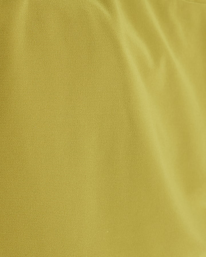 Green Sleeveless Gold Trim Bandeau Bodysuit