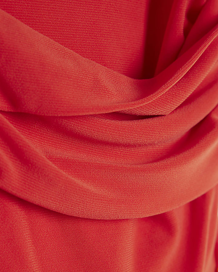 Orange Sleeveless Gold Trim Shawl Bodysuit