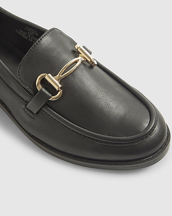 Black Snaffle Trim Loafers