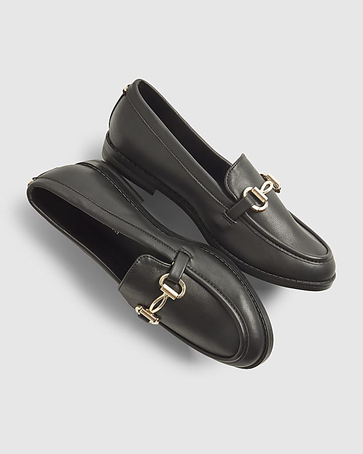 Black Snaffle Trim Loafers