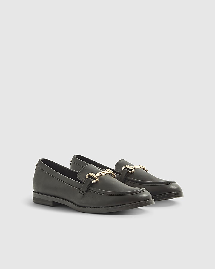 Black Snaffle Trim Loafers