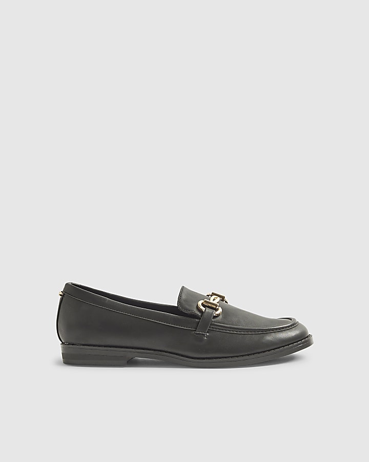 Black Snaffle Trim Loafers