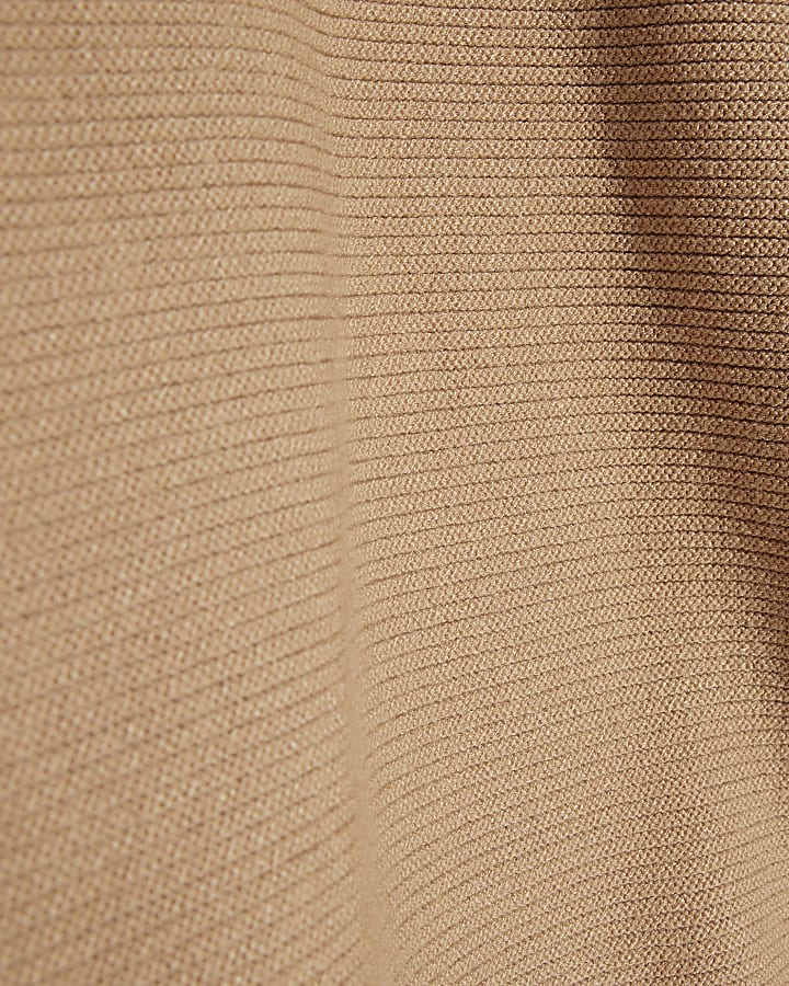 Brown Knitted High Neck Jumper