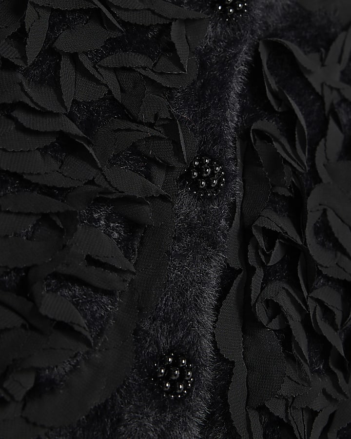 Black 3D Chiffon Cardigan