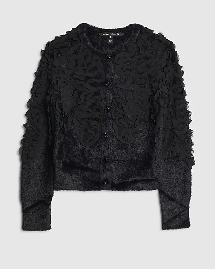 Black 3D Chiffon Cardigan
