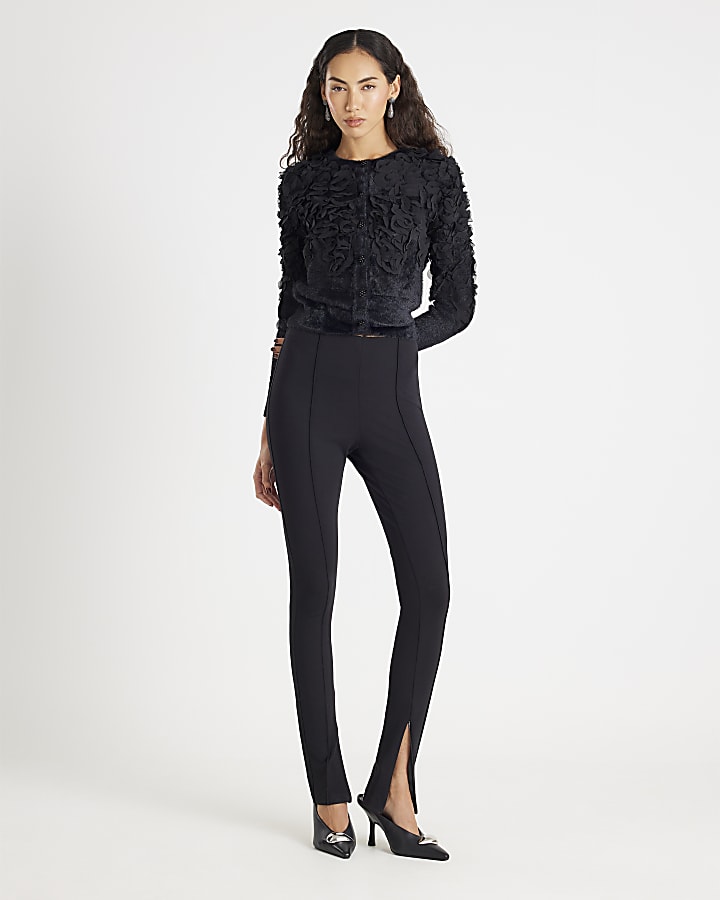Black 3D Chiffon Cardigan