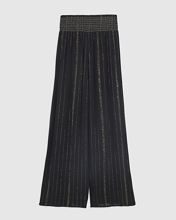 Black Embellished Stripe Trousers