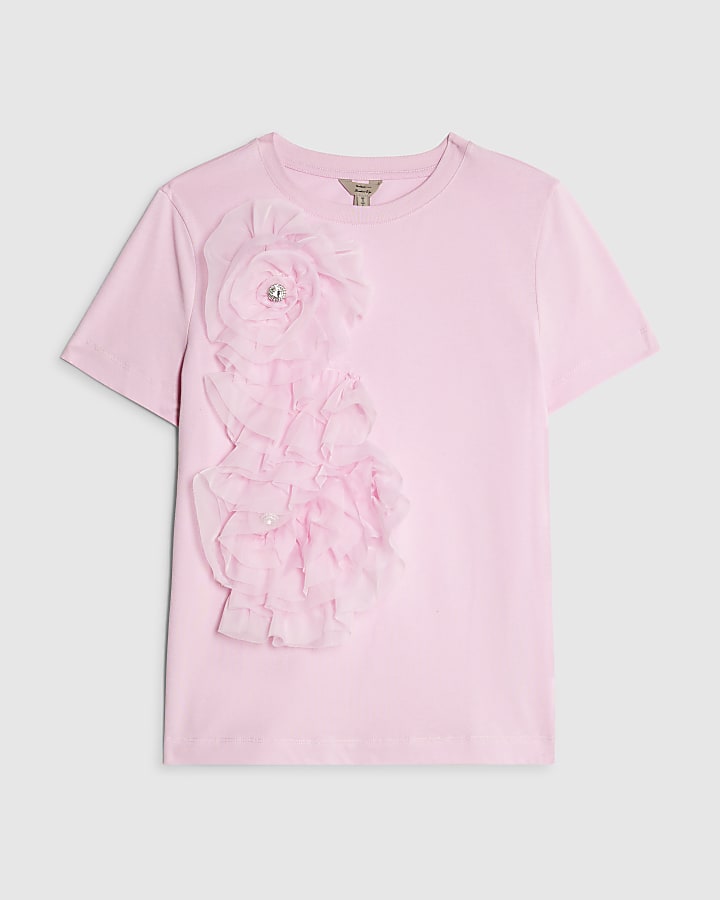 Pink 3D Floral T-Shirt