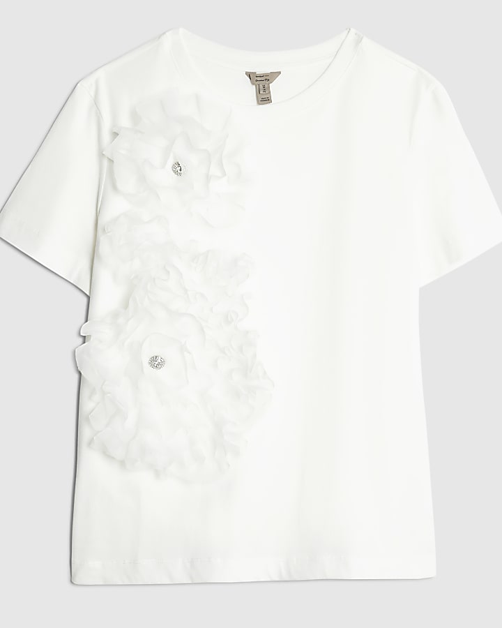 White Floral 3D Boutique T-Shirt