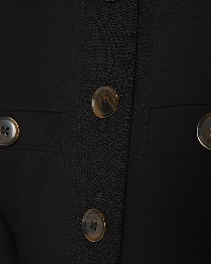 Black Sleeveless Button Up Waistcoat