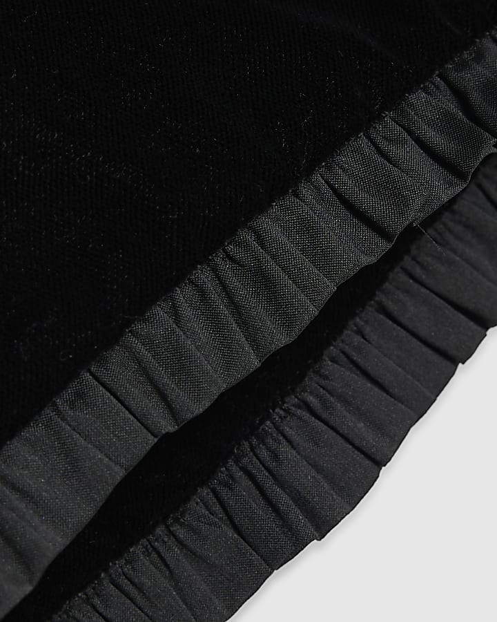 Black Velvet Frill Trim Shorts