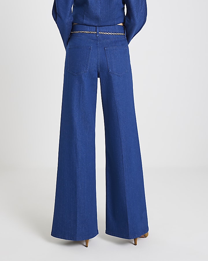 Blue Wide Leg Palazzo Jeans