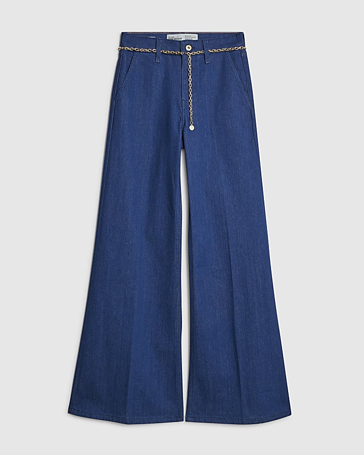 Blue Wide Leg Palazzo Jeans