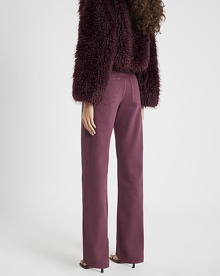 Red Metallic Coated Relaxed Straight Jeans