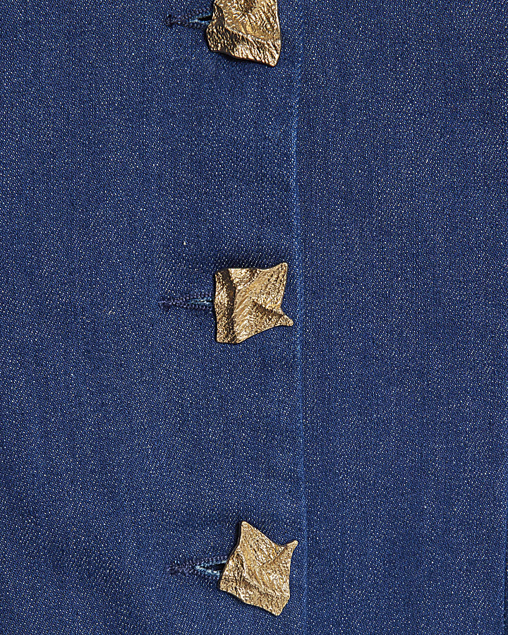 Blue Denim Button front Long Sleeve Top