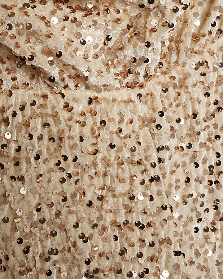 Petite Gold Sequin Cowl Neck Jumpsuit