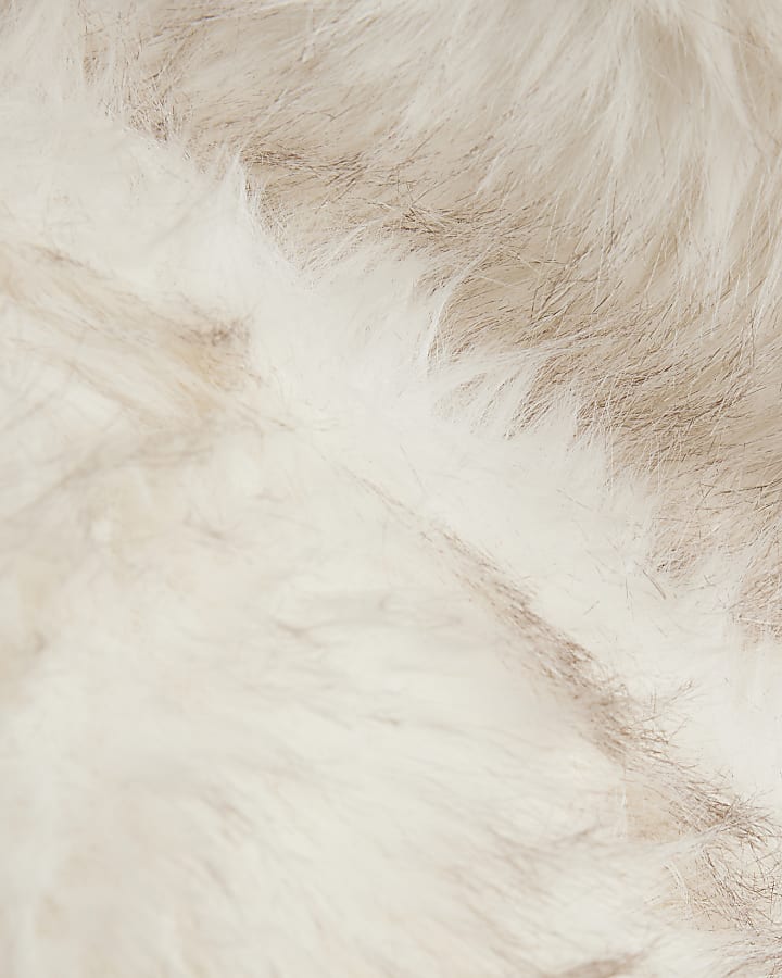 Cream Faux Fur Hooded Scarf