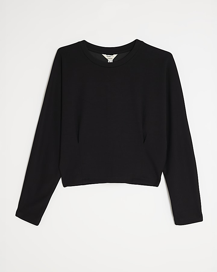 Black Long Sleeve Batwing Sweatshirt