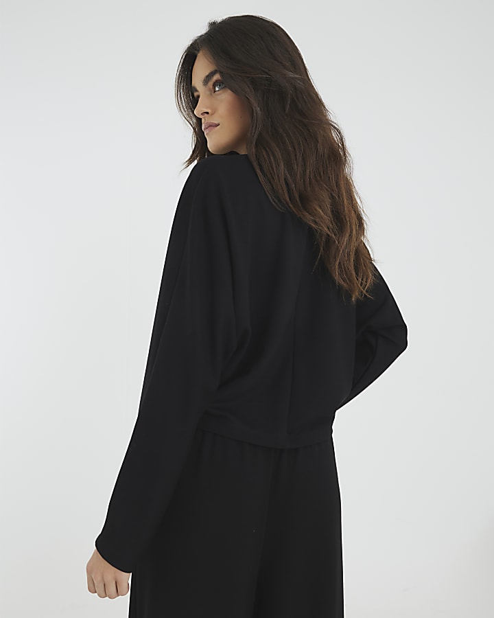 Black Long Sleeve Batwing Sweatshirt
