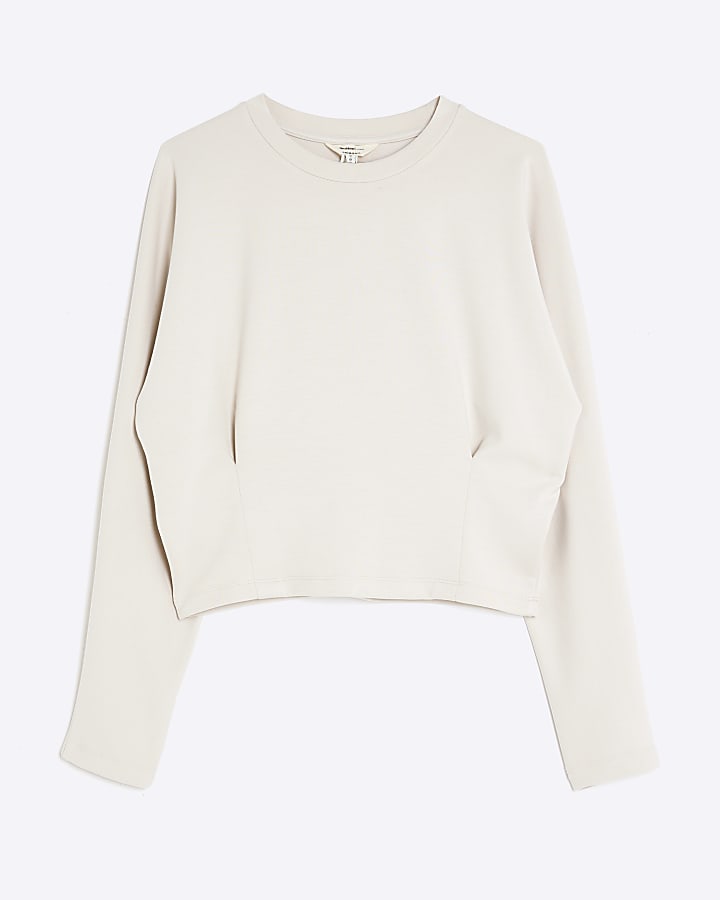 Cream Long Sleeve Batwing Sweatshirt