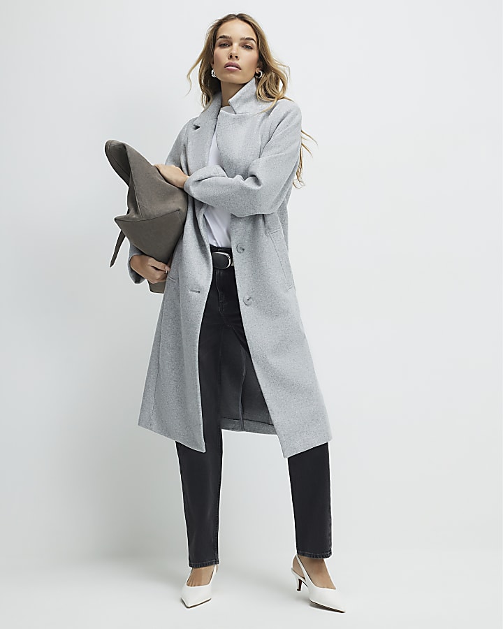 Grey Single Breasted Coat