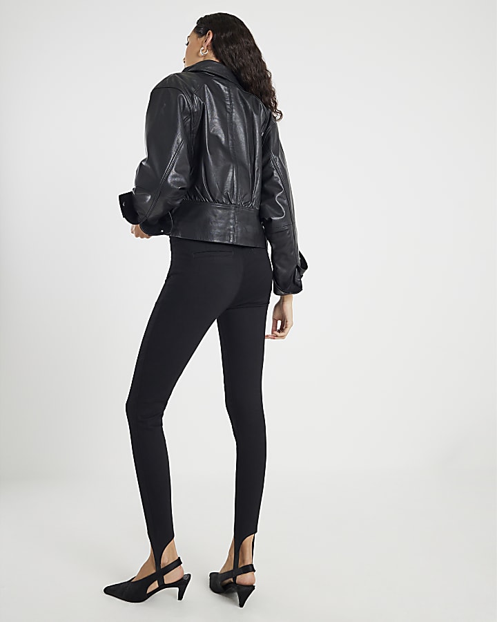 Black High Rise Skinny Stirrup Jeans