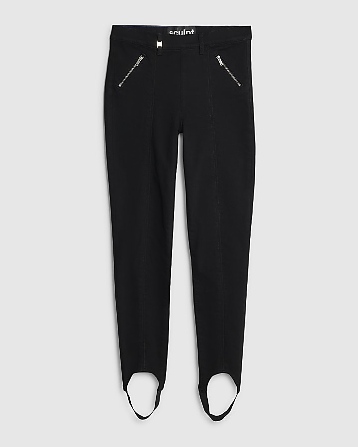 Black High Rise Skinny Stirrup Jeans