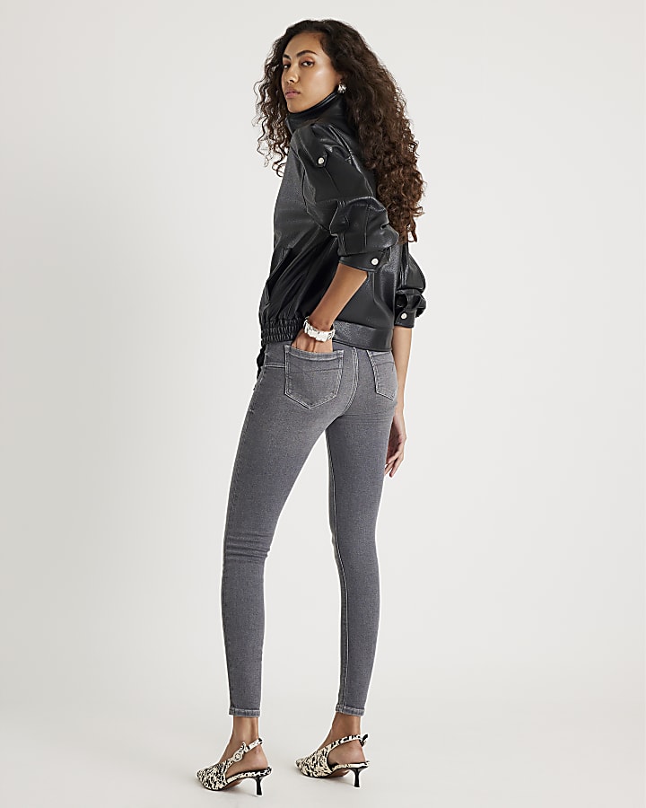 Grey Mid Rise Sculpt Skinny Jeans