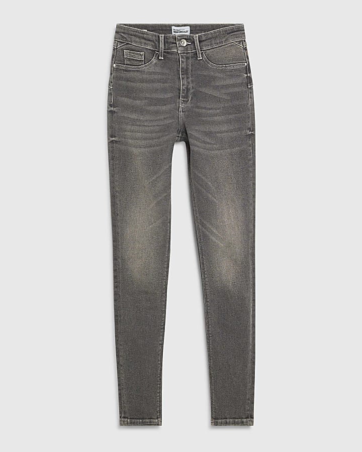 Grey Mid Rise Sculpt Skinny Jeans