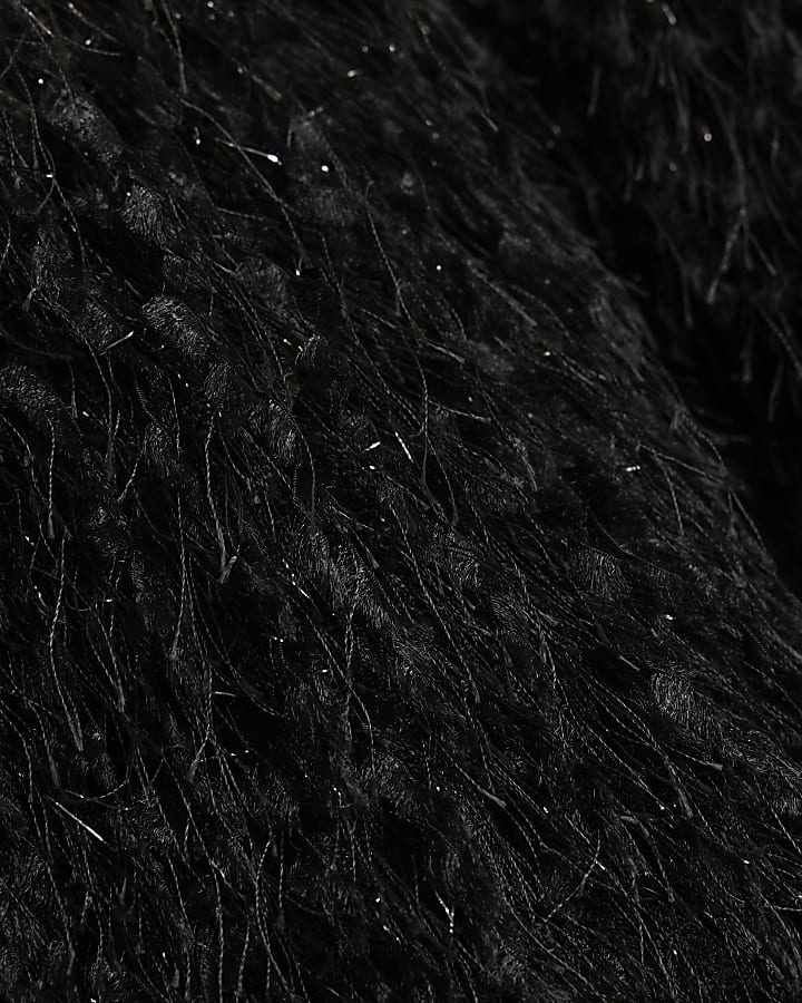 Black Faux Feather Trim Mesh Cape