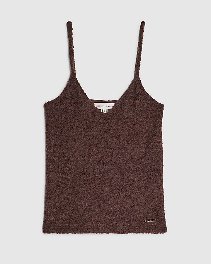 Brown Fluffy Cami Top