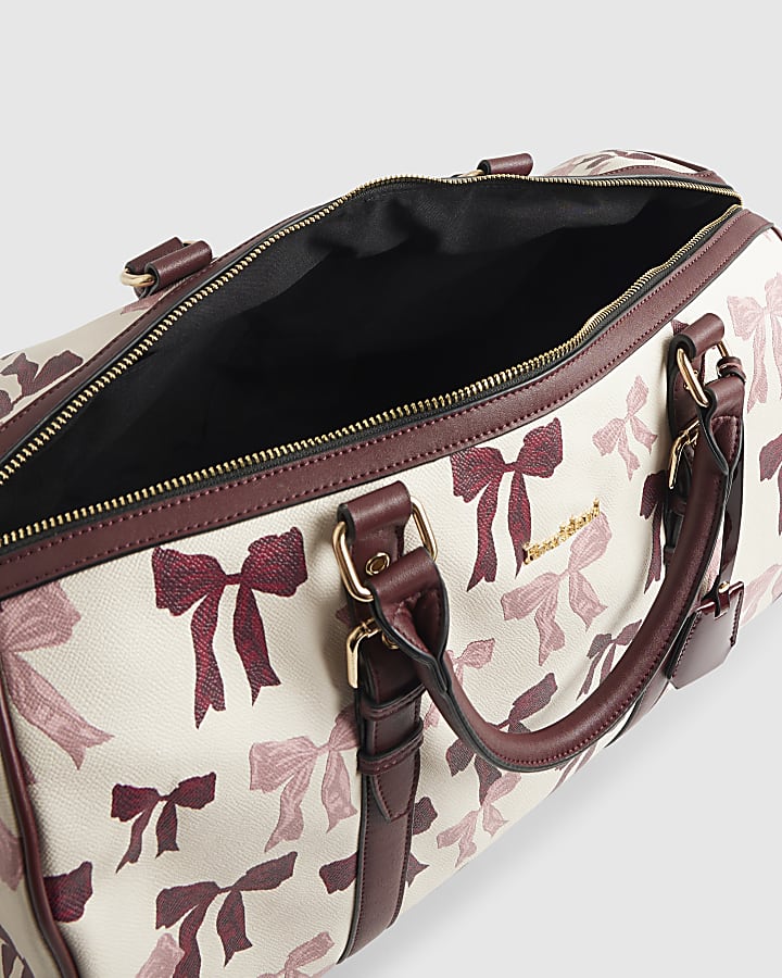 Cream Bow Print Barrel Bag Bundle